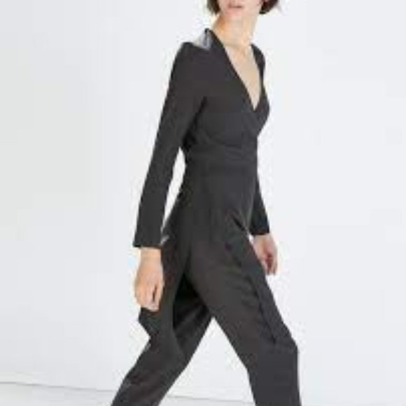 Zara Studio Charcoal Jumpsuit Skirt Over Pants XS - Picture 4 of 5